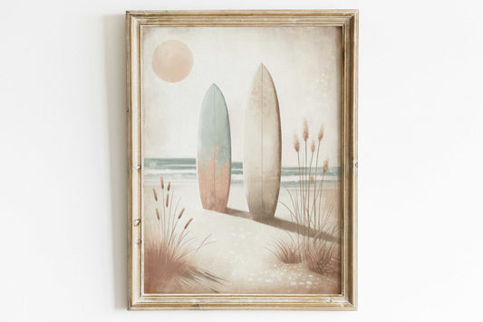Surfing Wall Art, Beach Scene Print, Coastal Decor - WildfieldPrints