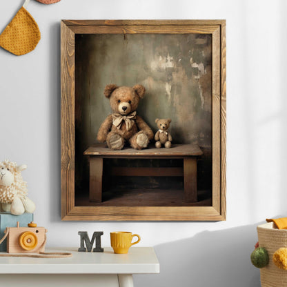 Teddy Bear Nursery Decor, Animal Kids Bedroom Wall Art, Rustic Print - WildfieldPrints