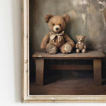 Teddy Bear Nursery Decor, Animal Kids Bedroom Wall Art, Rustic Print - WildfieldPrints