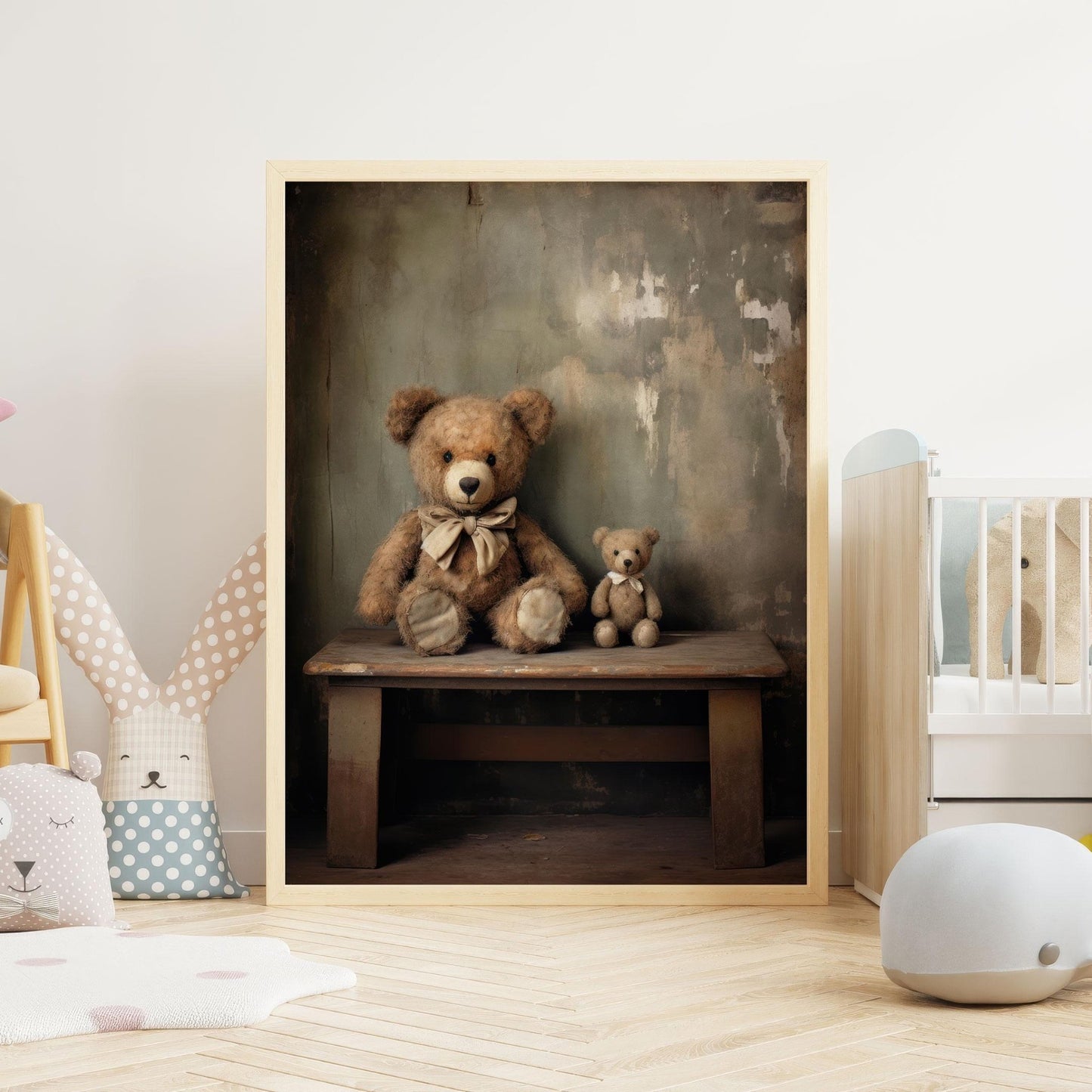 Teddy Bear Nursery Decor, Animal Kids Bedroom Wall Art, Rustic Print - WildfieldPrints