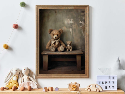 Teddy Bear Nursery Decor, Animal Kids Bedroom Wall Art, Rustic Print - WildfieldPrints