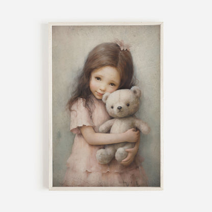 Teddy Bear Nursery Decor, Charming Girls Room Accent, Wall Art - WildfieldPrints