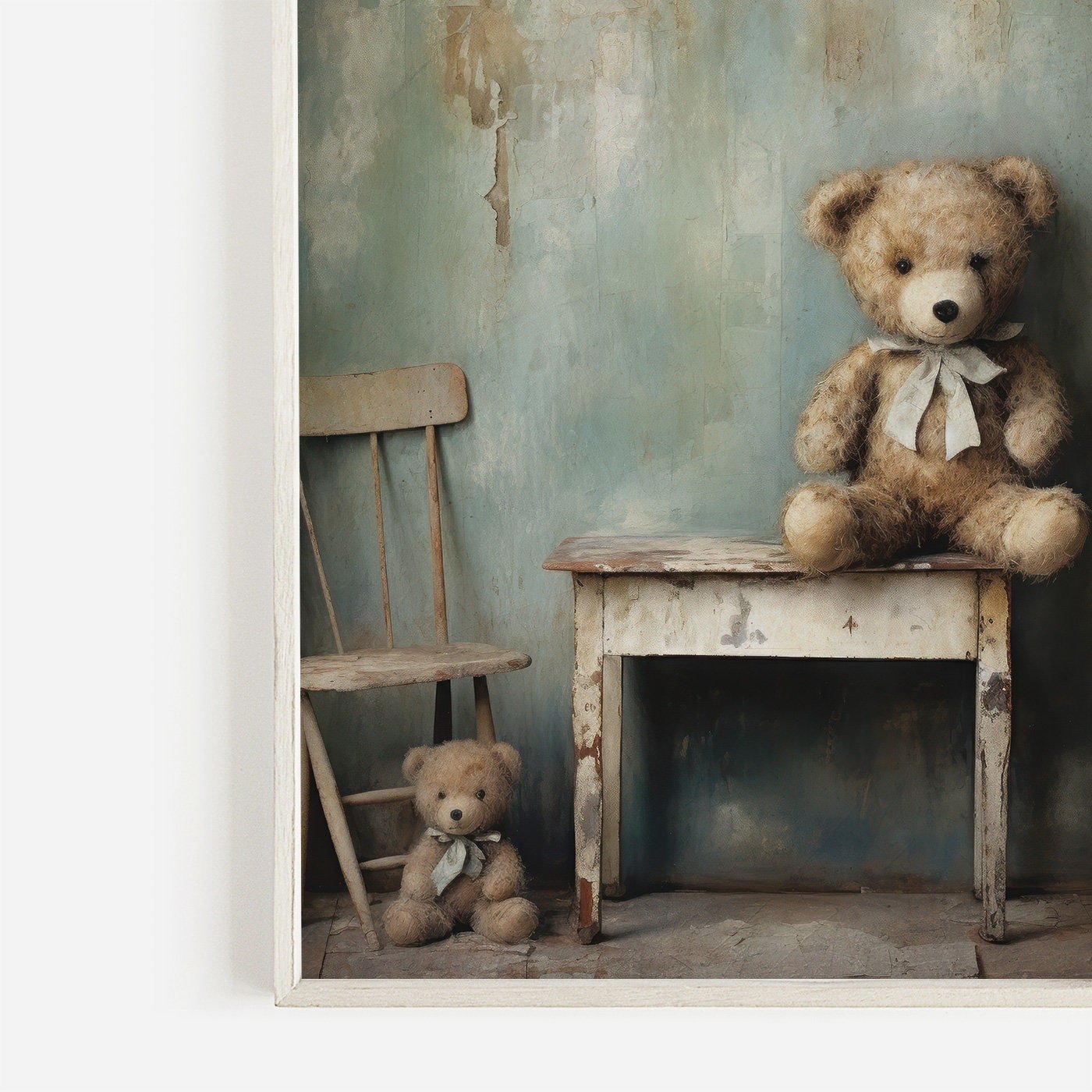 Teddy Bear Nursery Decor, Cute Vintage Baby Room Wall Art, Rustic Style - WildfieldPrints