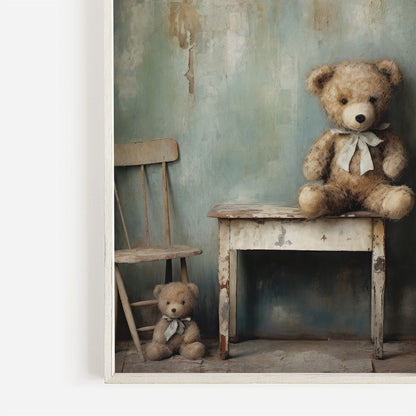Teddy Bear Nursery Decor, Cute Vintage Baby Room Wall Art, Rustic Style - WildfieldPrints