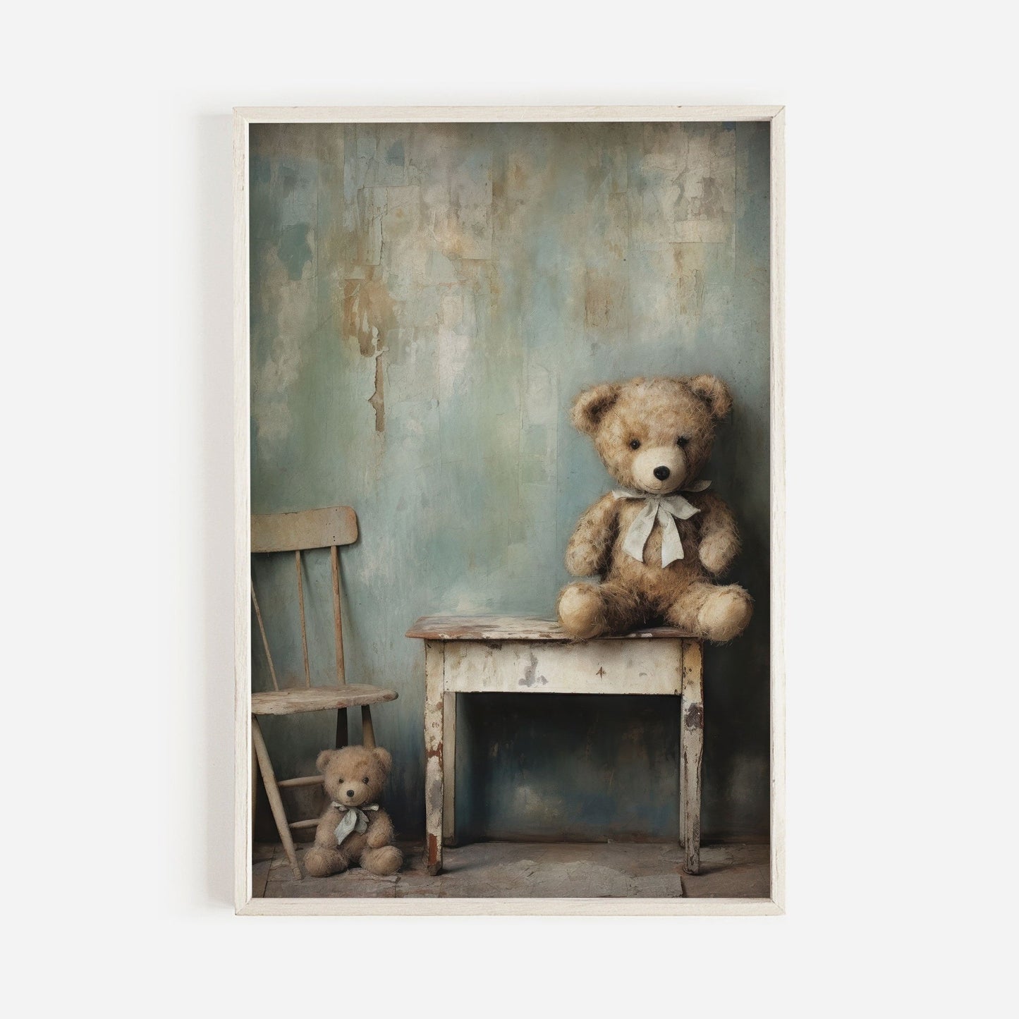 Teddy Bear Nursery Decor, Cute Vintage Baby Room Wall Art, Rustic Style - WildfieldPrints