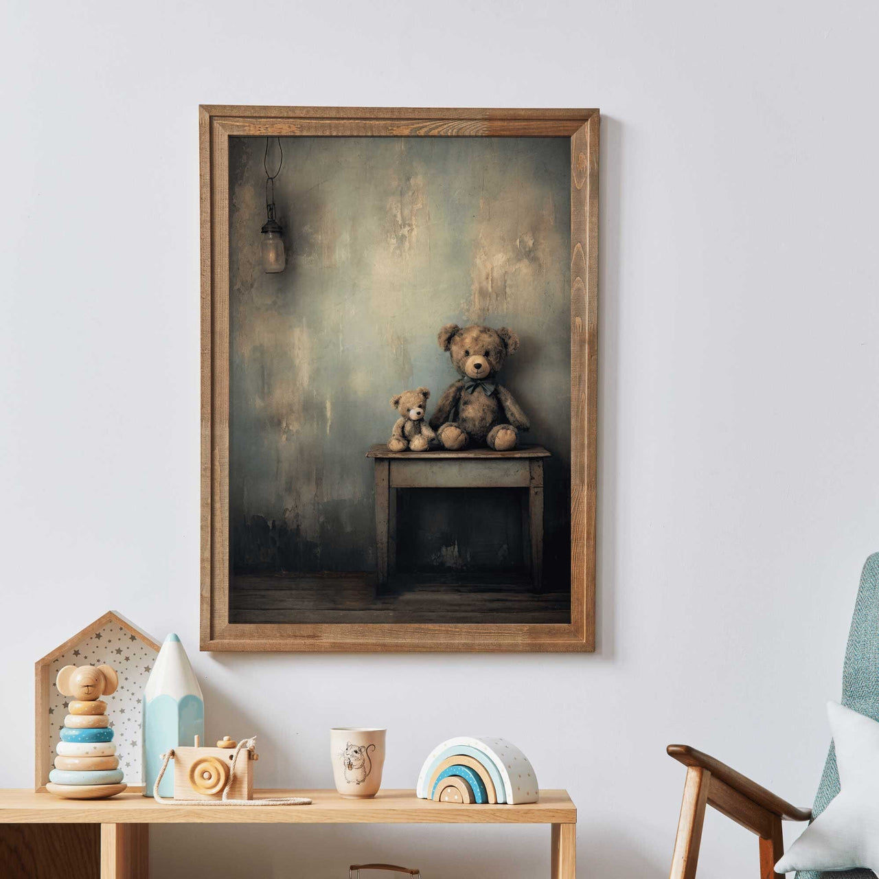 Teddy Bear Wall Art – Animal Kids Room Print