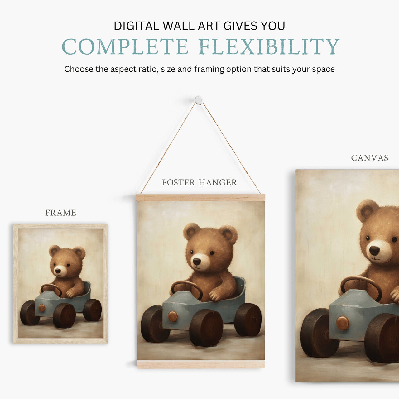 Bear Cub Nursery Print – Animal Boys Room Wall Art