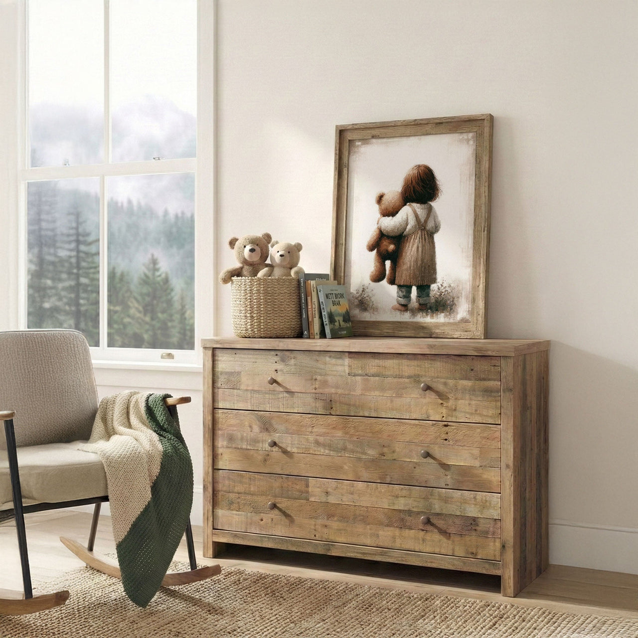 Teddy Bear Print – Vintage Nursery Wall Art for Girls