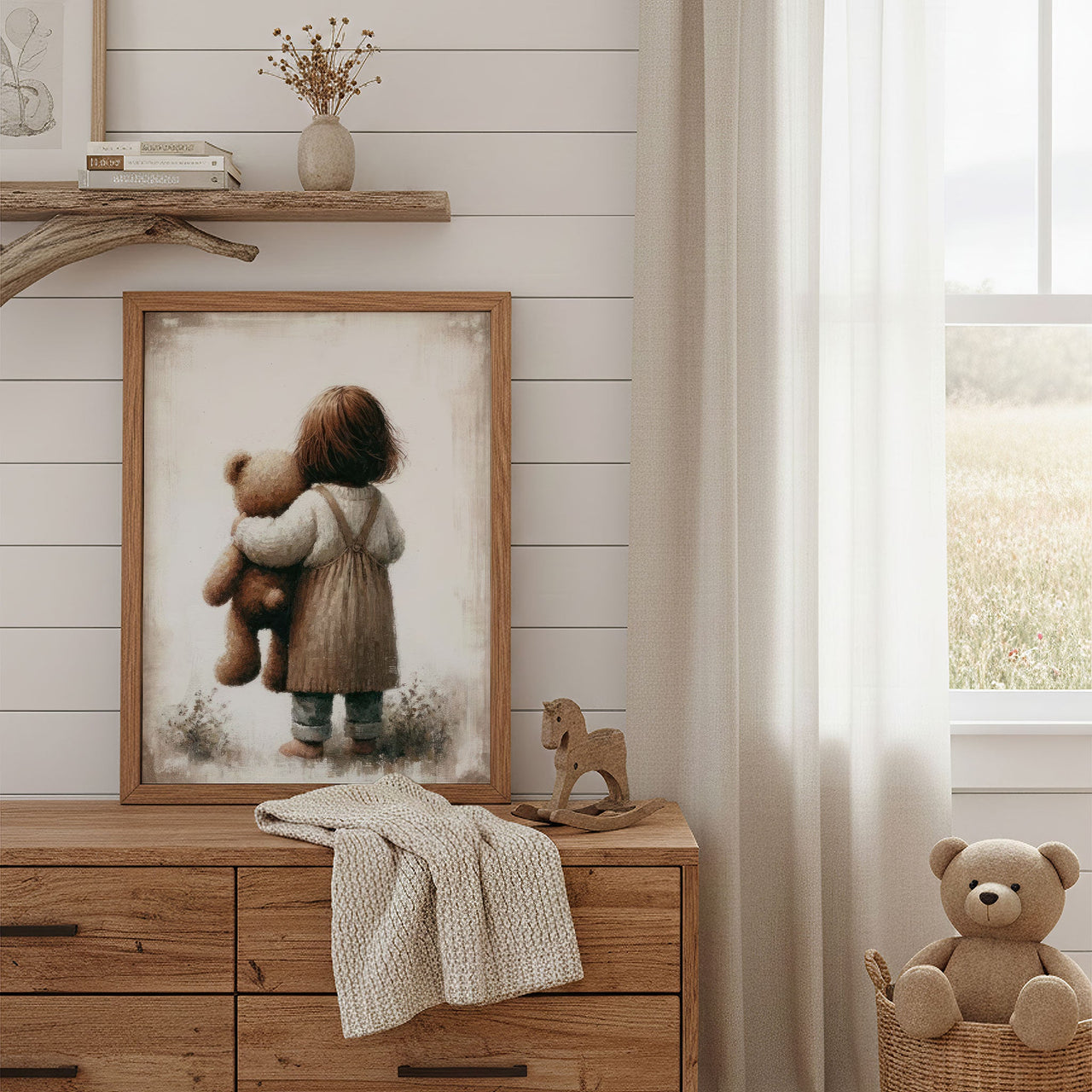 Teddy Bear Print – Vintage Nursery Wall Art for Girls