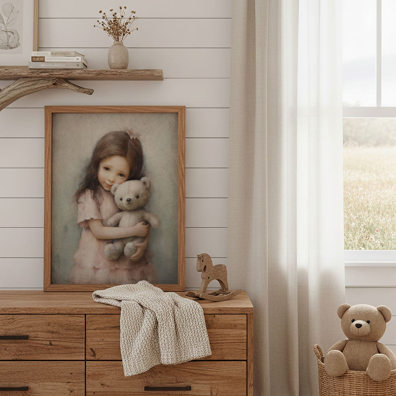 Teddy Bear Wall Art – Animal Girls Room Print