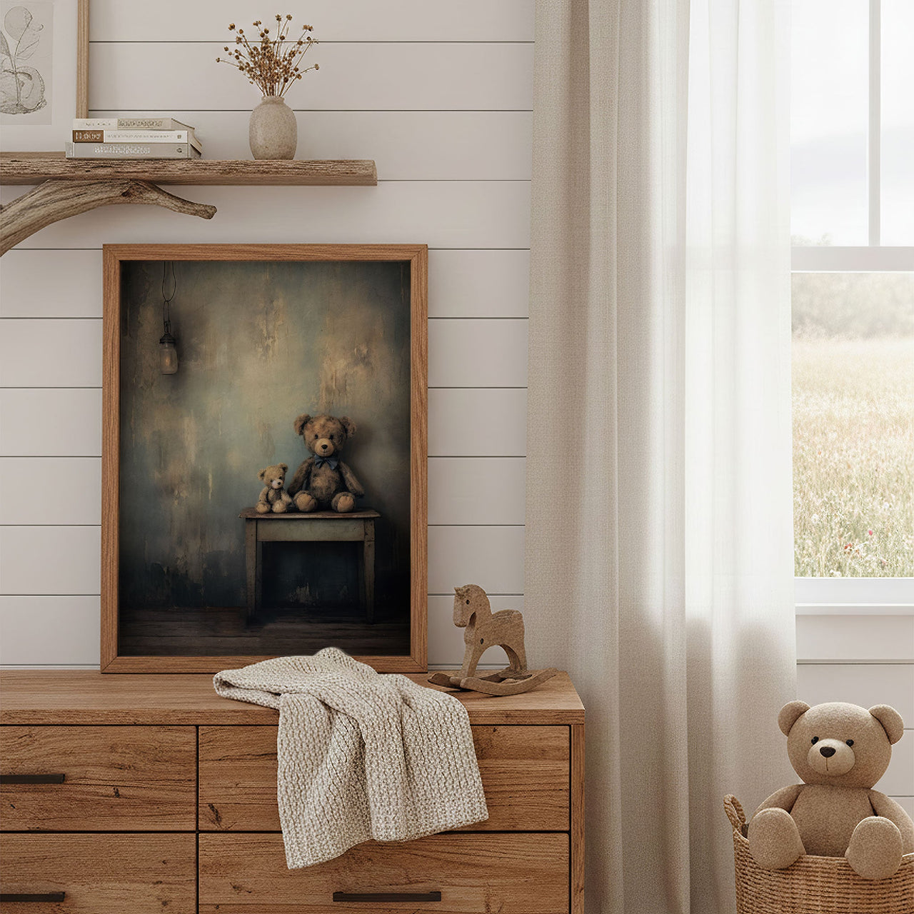 Teddy Bear Wall Art – Animal Kids Room Print