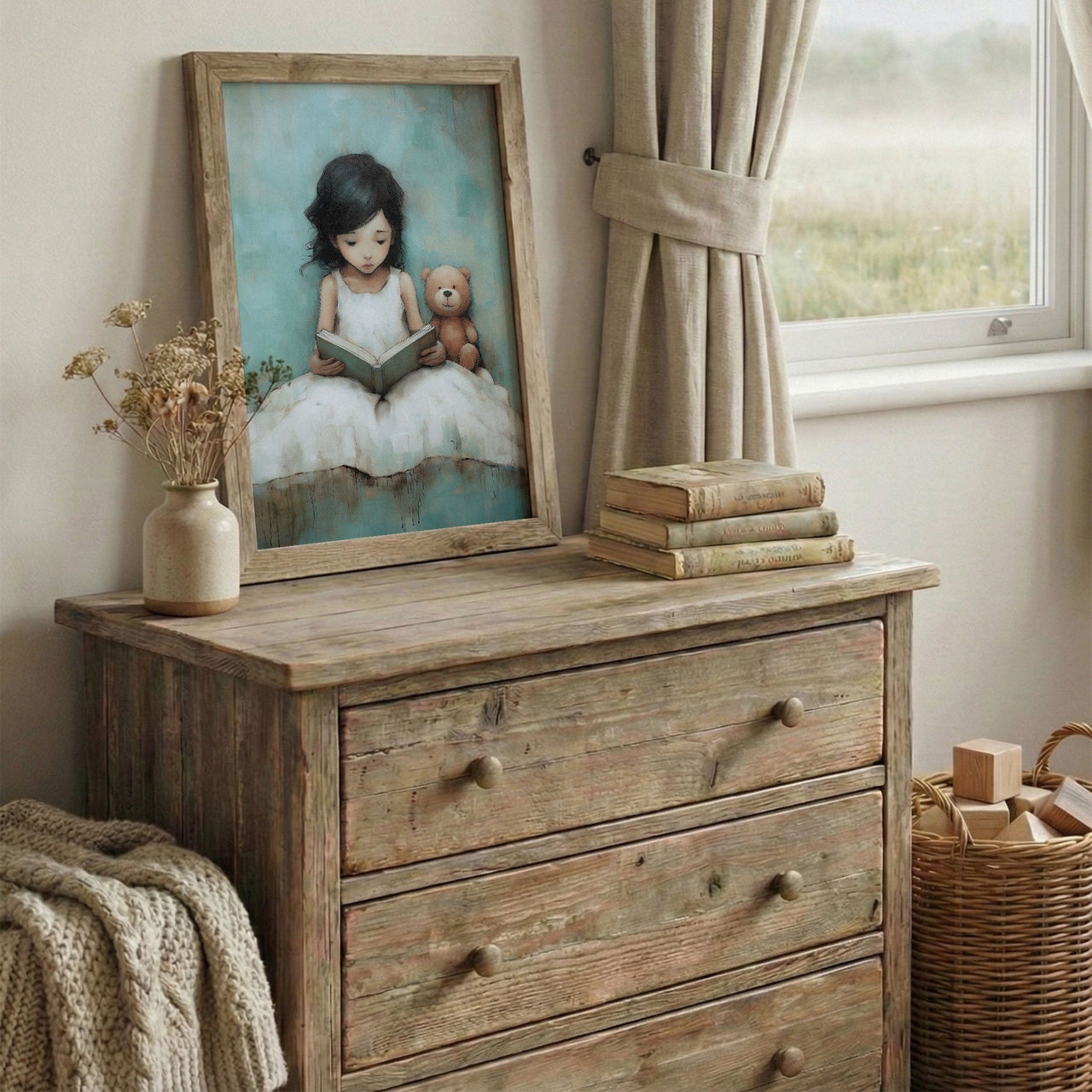 Teddy Bear Wall Art – Animal Nursery Decor for Girls Room