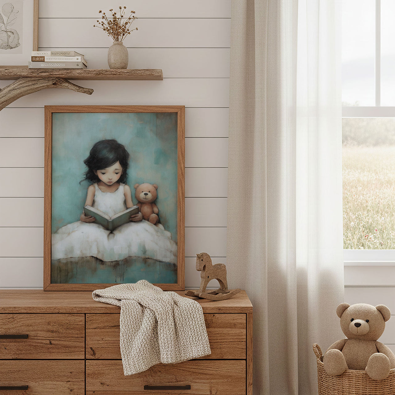 Teddy Bear Wall Art – Animal Nursery Decor for Girls Room