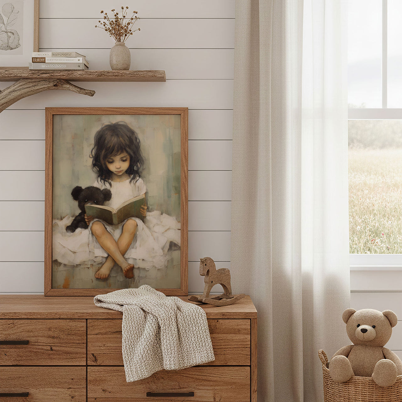Teddy Bear Wall Art – Animal Nursery Decor for Kids Room