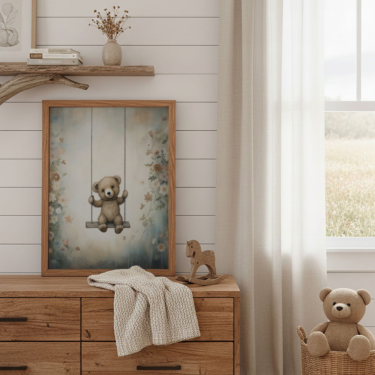 Teddy Bear Wall Art – Animal Nursery Print