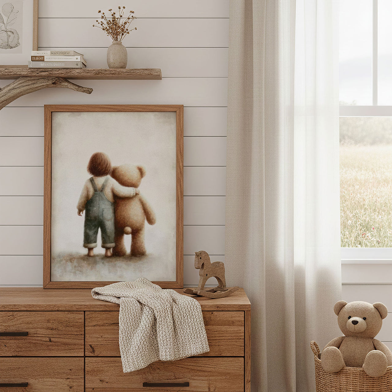 Teddy Bear Wall Art – Animal Nursery Print for Girls