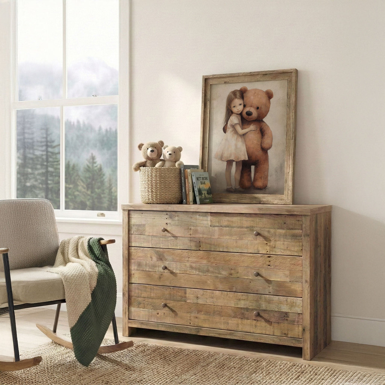 Teddy Bear Wall Art – Animal Nursery Print for Kids Room