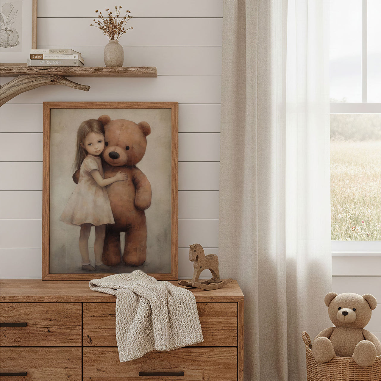 Teddy Bear Wall Art – Animal Nursery Print for Kids Room