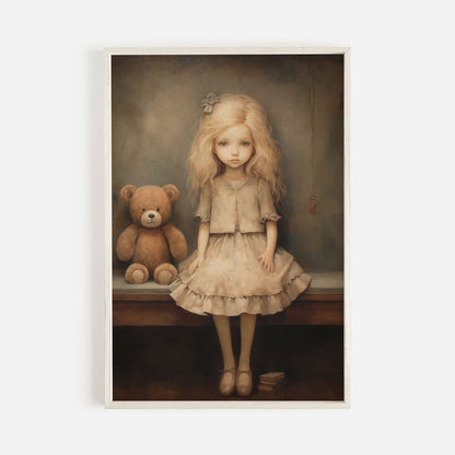 Teddy Bear Wall Art, Girls' Room Decor, Cute Nursery Print - WildfieldPrints