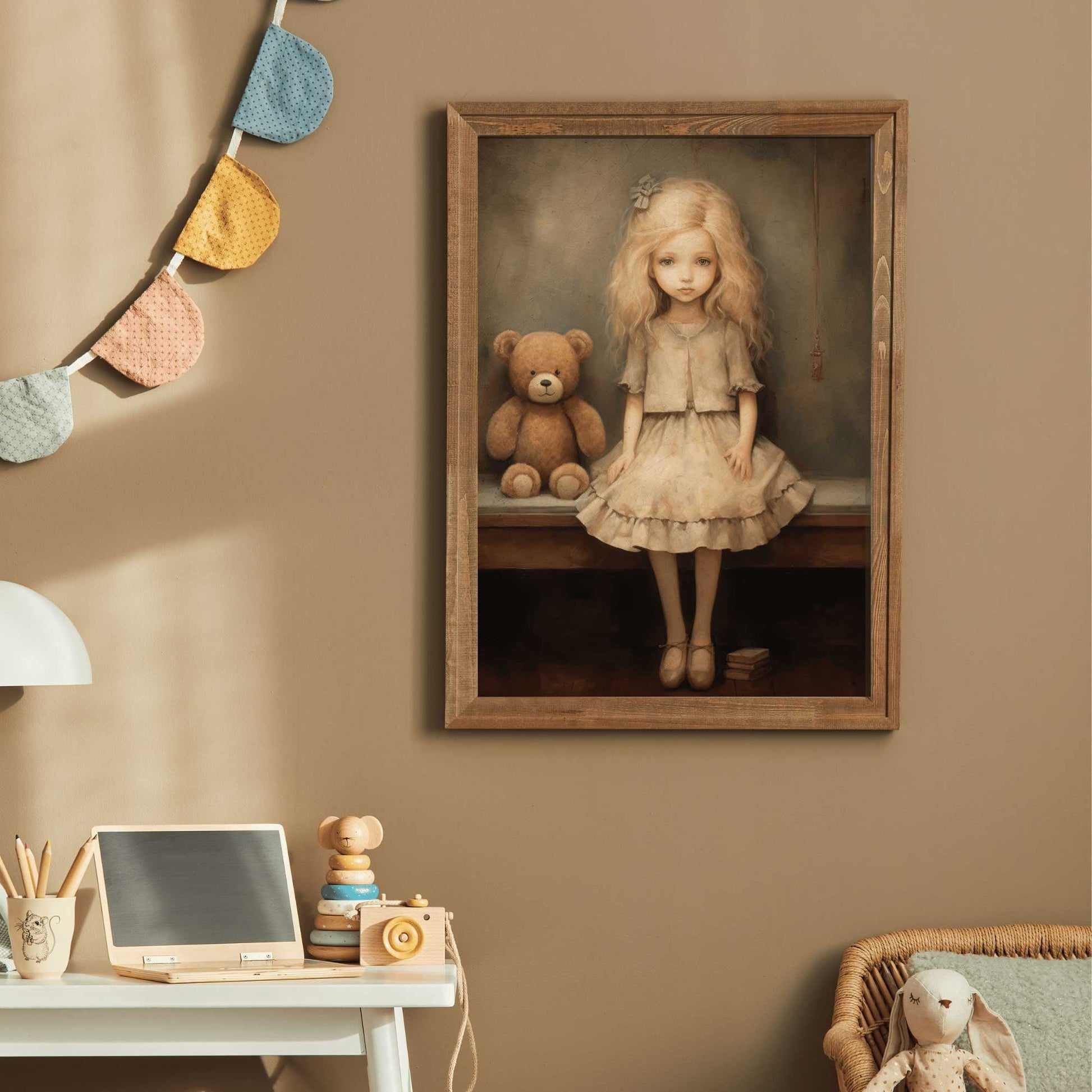 Teddy Bear Wall Art, Girls' Room Decor, Cute Nursery Print - WildfieldPrints