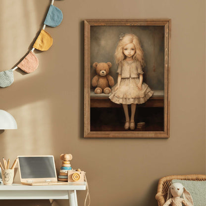 Teddy Bear Wall Art, Girls' Room Decor, Cute Nursery Print - WildfieldPrints