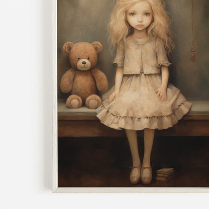 Teddy Bear Wall Art, Girls' Room Decor, Cute Nursery Print - WildfieldPrints