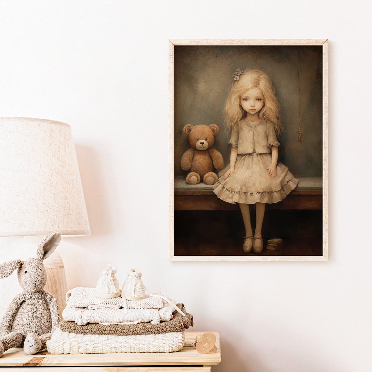 Teddy Bear Wall Art – Animal Nursery Print for Girls
