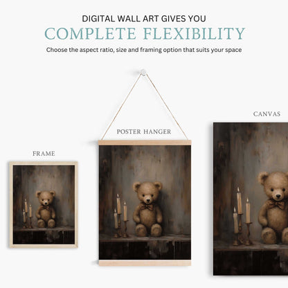 Teddy Bear Wall Art, Rustic Nursery Decor, Gender Neutral Theme - WildfieldPrints