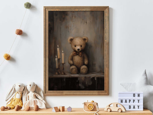 Teddy Bear Wall Art, Rustic Nursery Decor, Gender Neutral Theme - WildfieldPrints