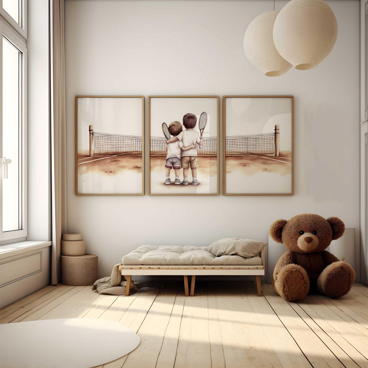 Tennis Wall Art – Sports Boys Room Decor • Set of 3