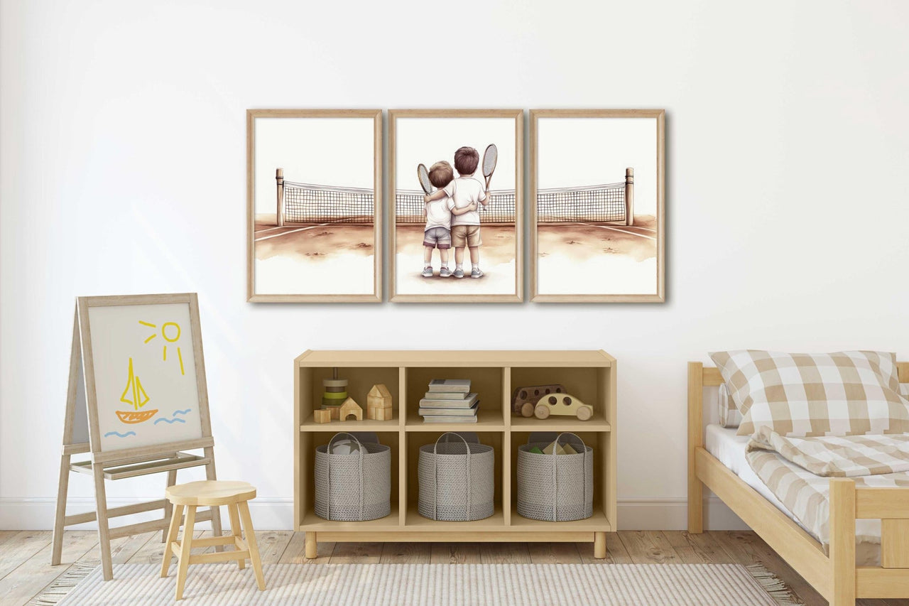 Tennis Wall Art – Sports Boys Room Decor • Set of 3