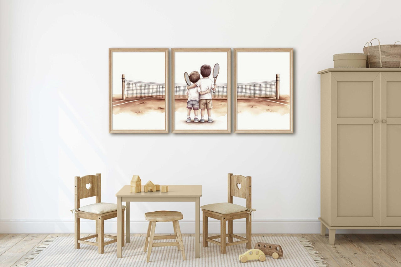 Tennis Wall Art – Sports Boys Room Decor • Set of 3