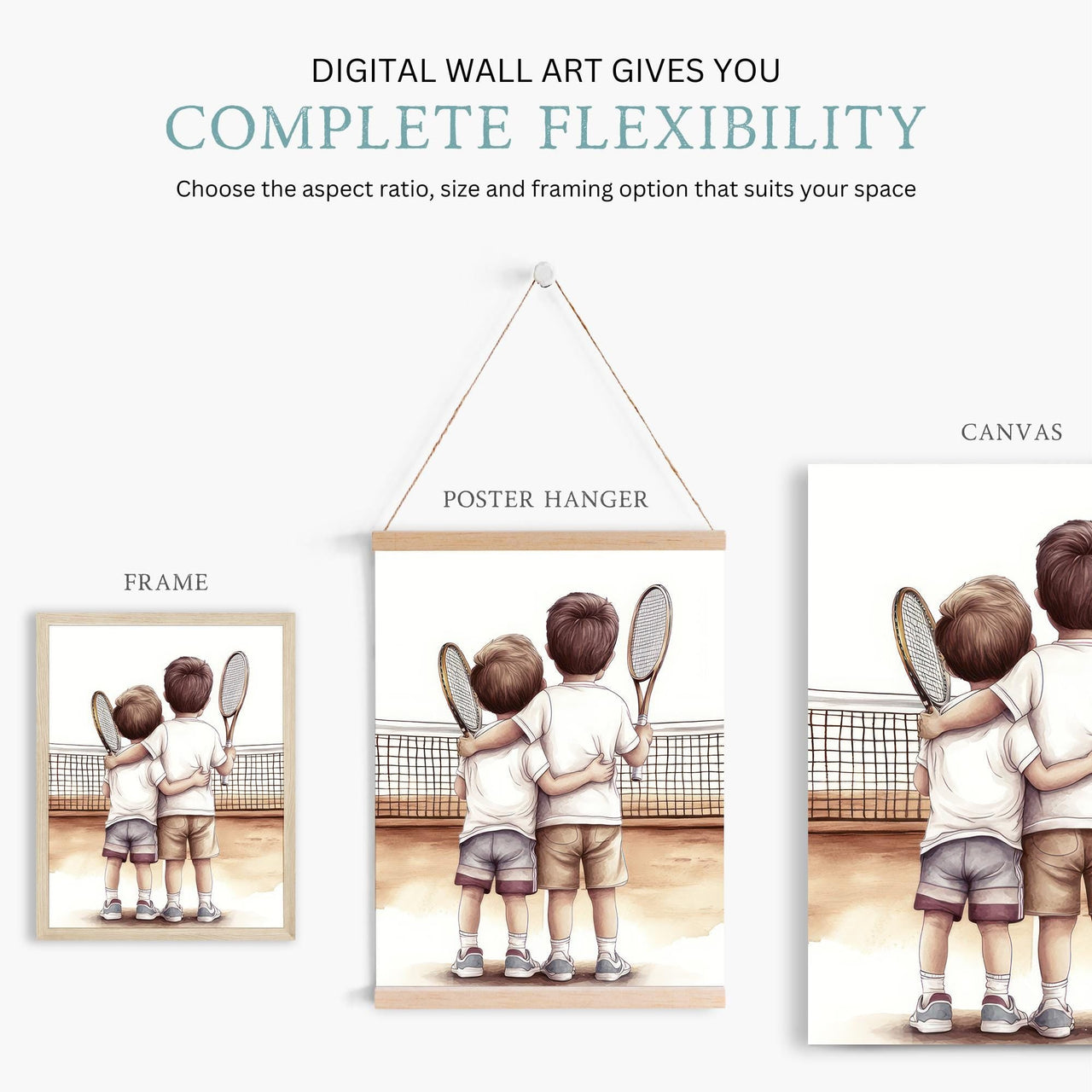 Tennis Wall Art – Sports Boys Room Decor • Set of 3