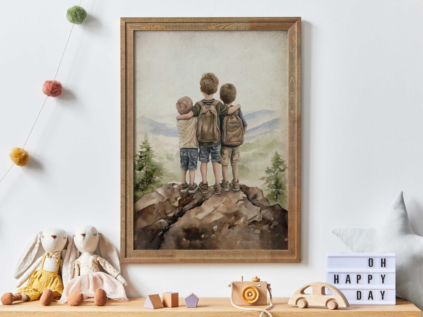 Three Brothers Print, Three Sons Art, Brother Room Wall Art, Brother Painting, Adventure Decor Kids, Mountain Boy Art,PRINTABLE Boy Wall Art - My Store