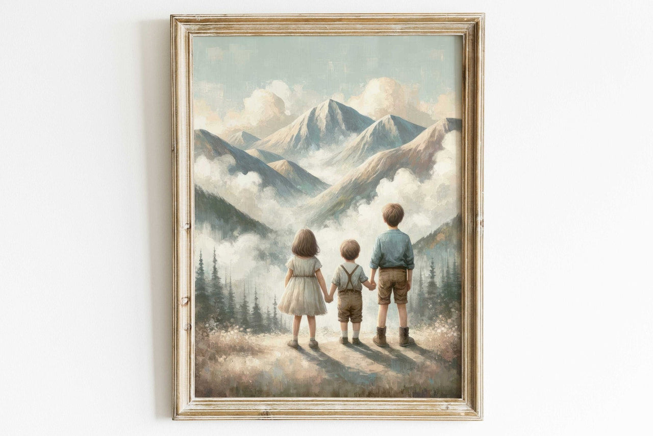 Three Siblings Wall Art – Adventure Boys Room Print
