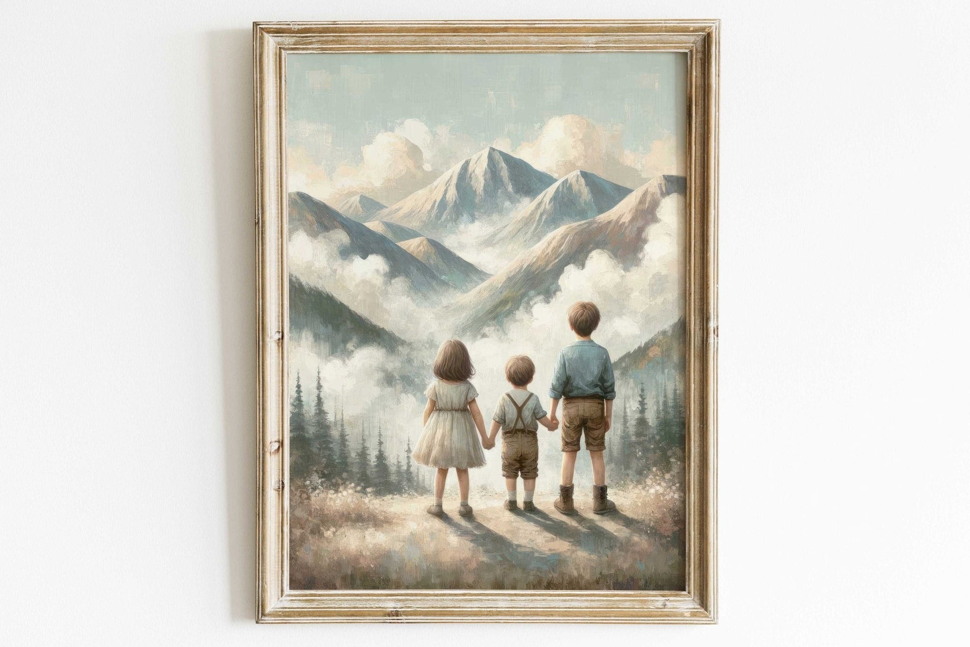 Three Siblings Print, Brother & Sister Wall Art, Adventure Decor - WildfieldPrints