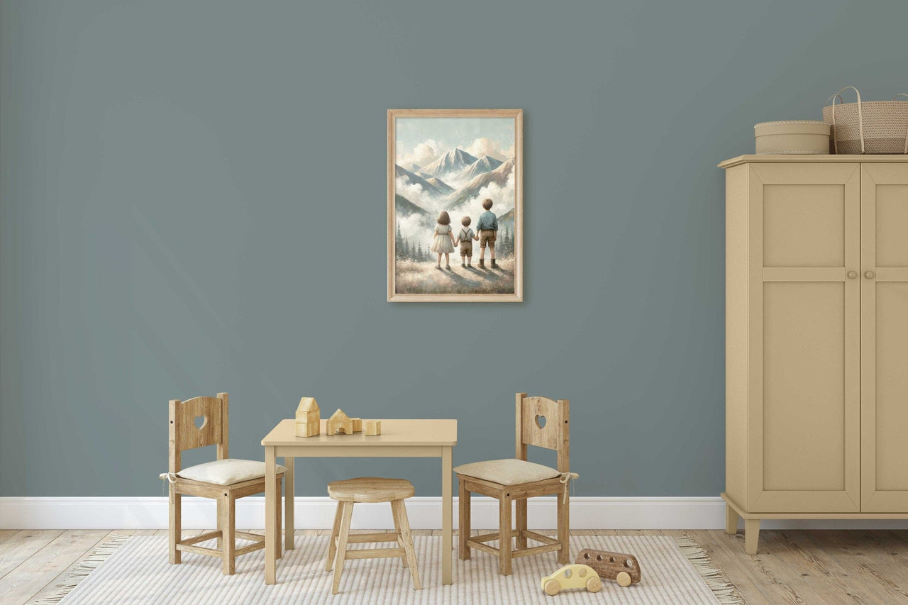 Three Siblings Wall Art – Adventure Boys Room Print