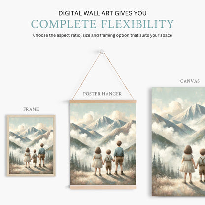 Three Siblings Print, Brother & Sister Wall Art, Adventure Decor - WildfieldPrints