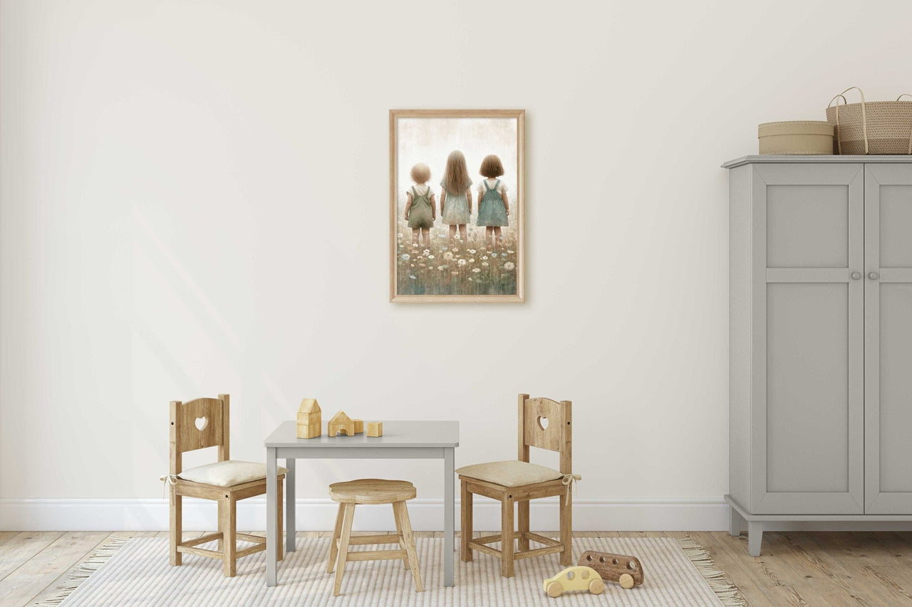 Three Sisters Wall Art – Vintage Girls Room Print