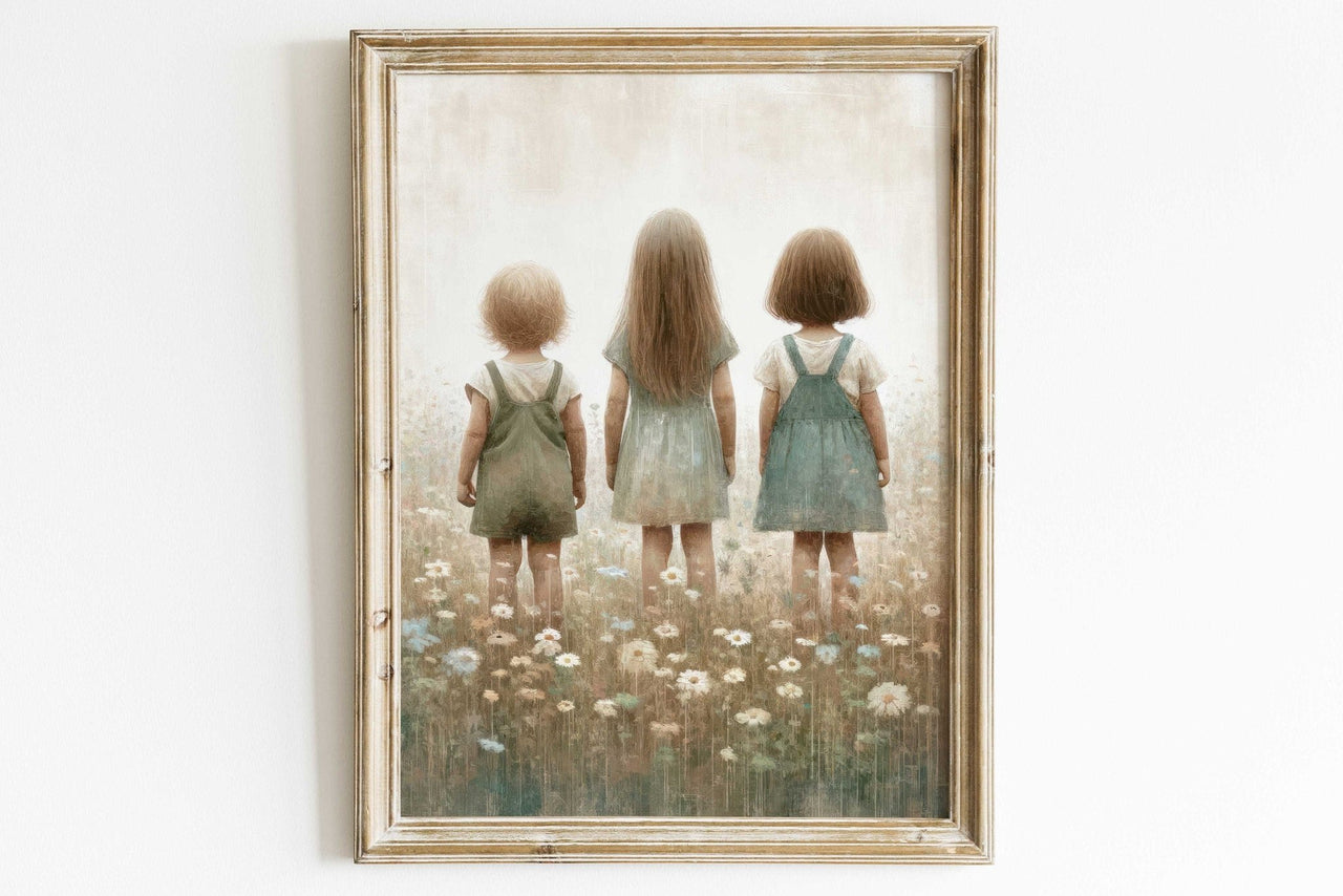Three Sisters Wall Art – Vintage Girls Room Print