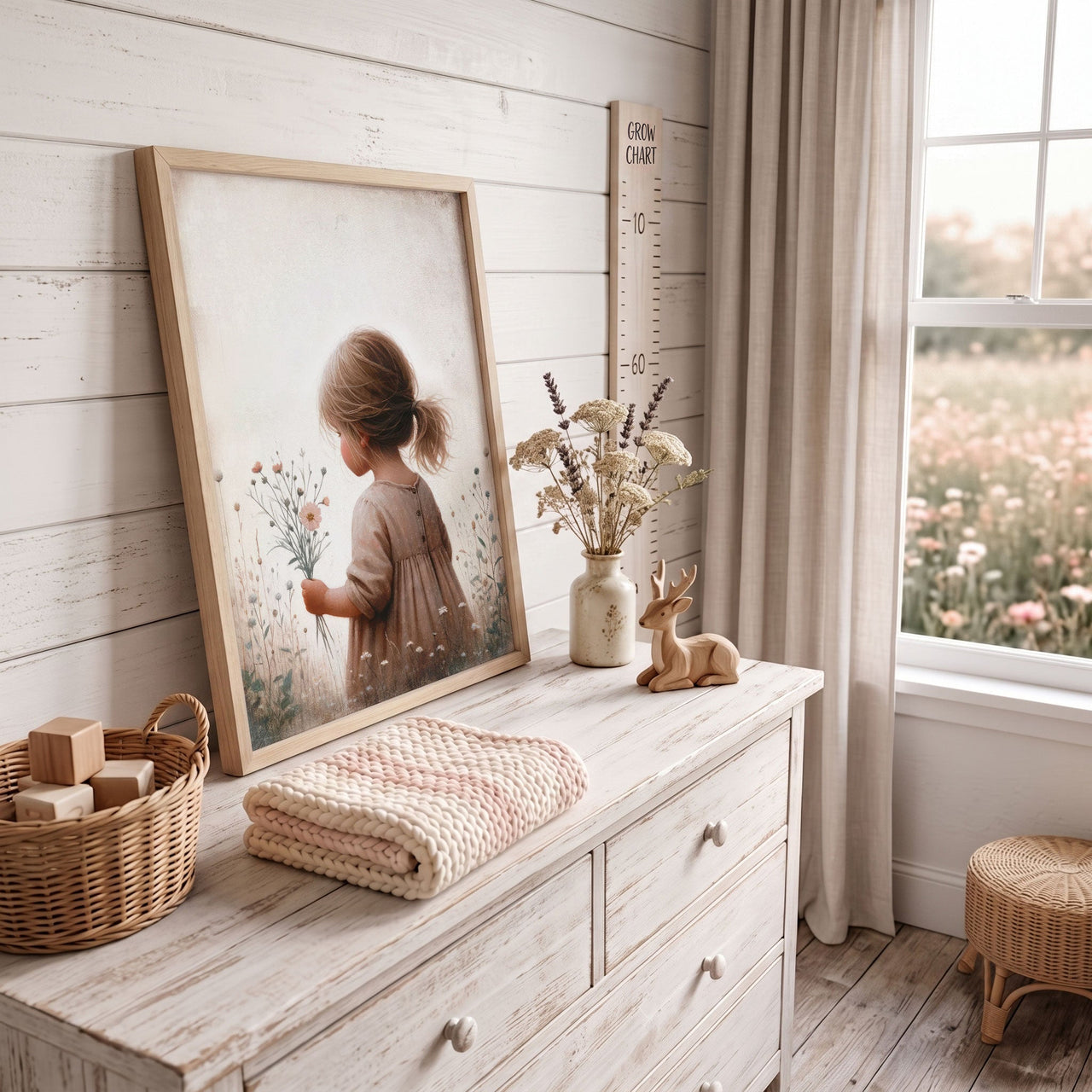 Toddler Girl Wall Art – Floral Nursery Print
