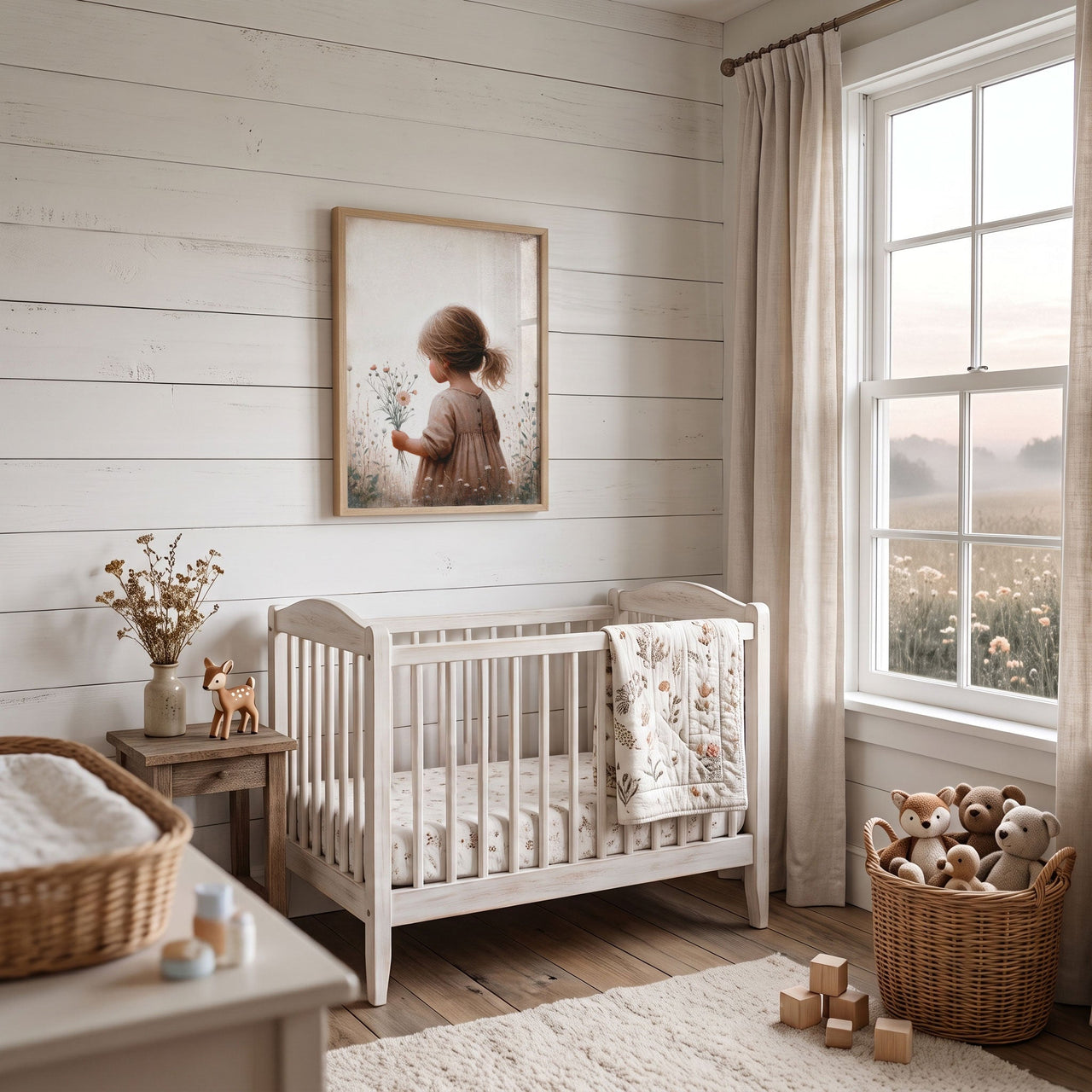 Toddler Girl Wall Art – Floral Nursery Print