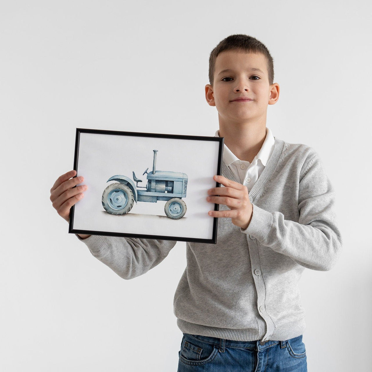 Light - Blue Tractor Wall Art – Farm Boys Room Print
