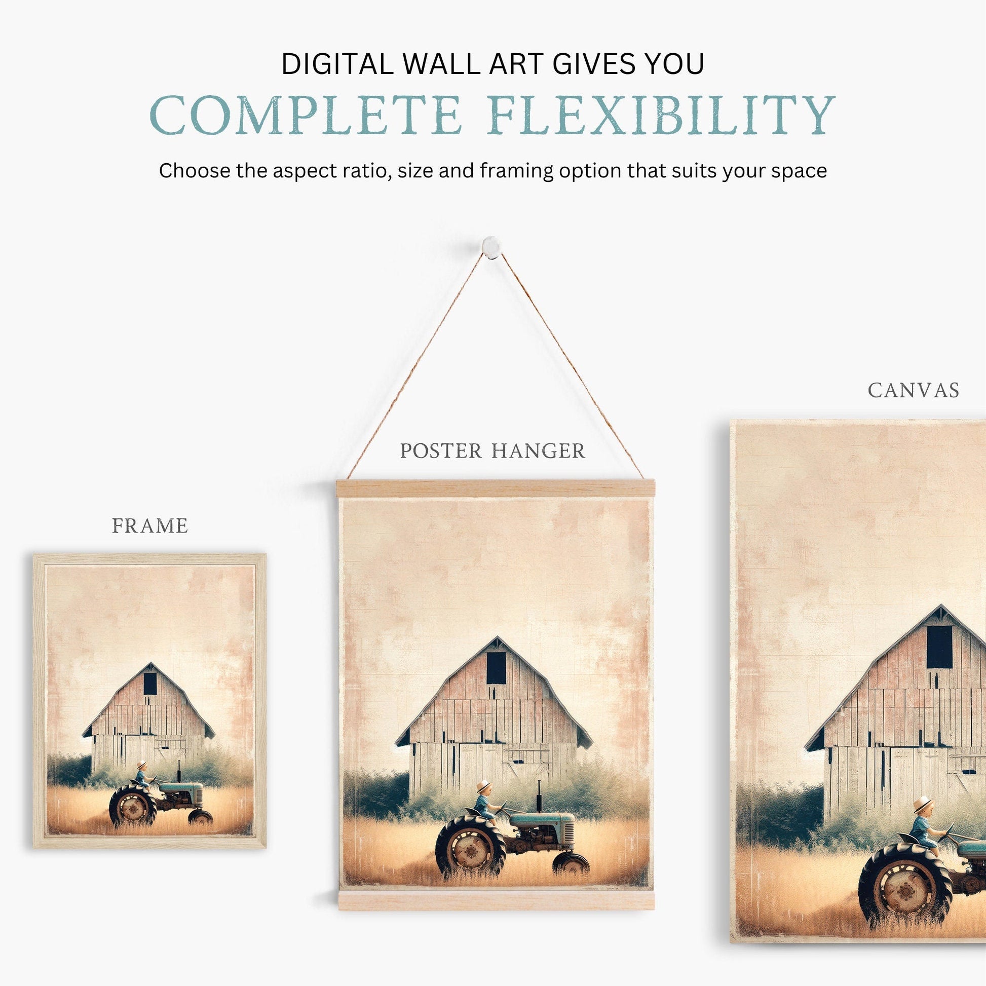 Tractor Nursery Print, Farmhouse Wall Decor, Boys Room Art - WildfieldPrints