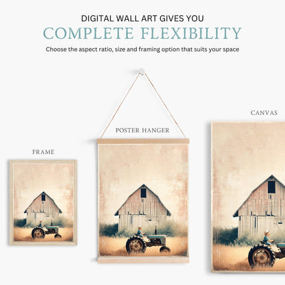 Tractor Nursery Print, Farmhouse Wall Decor, Boys Room Art - WildfieldPrints