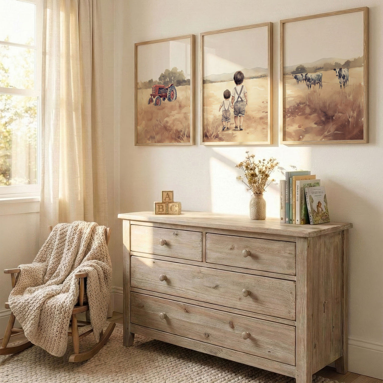 Tractor Wall Art – Farm Boys Room Print • Set of 3