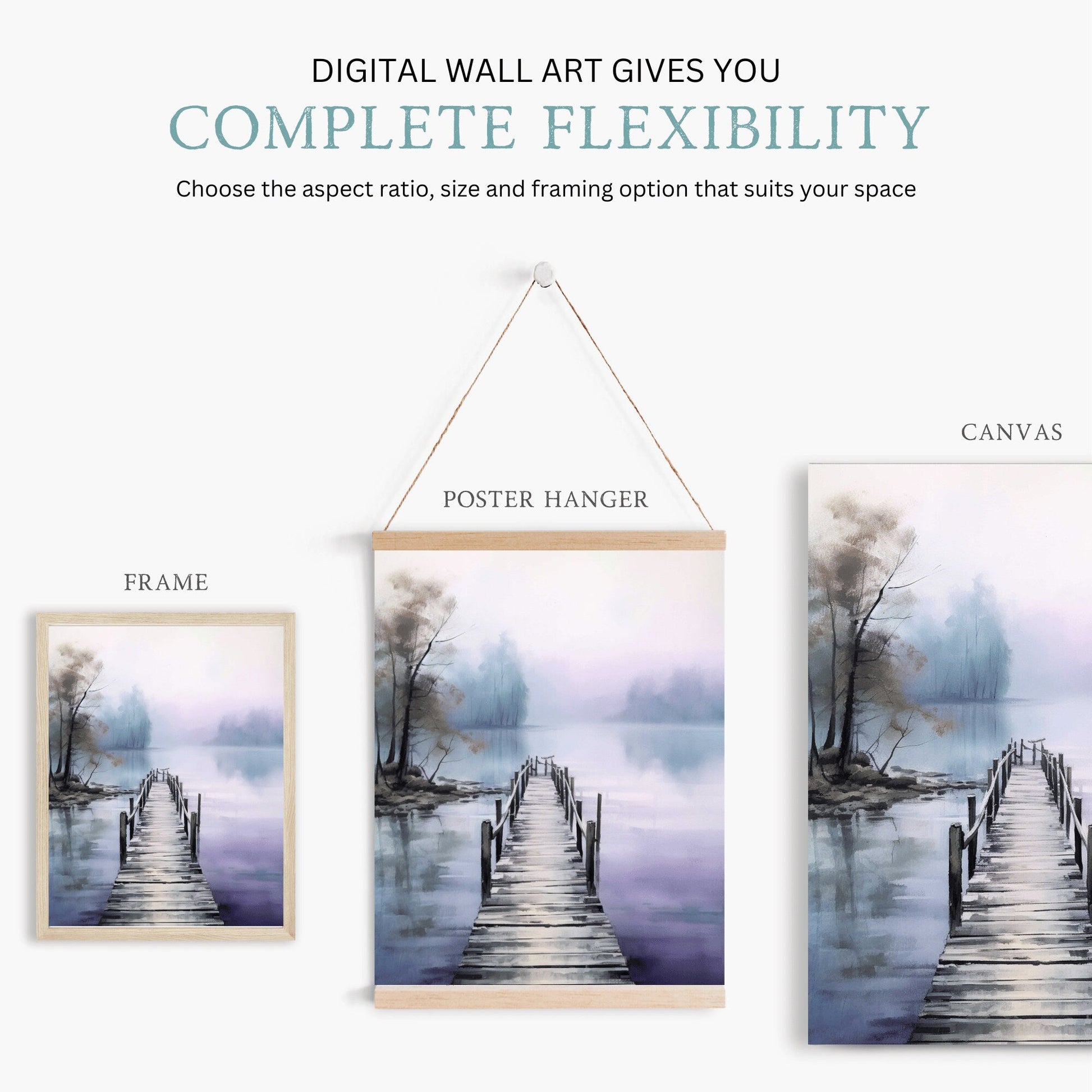 Tranquil Lake Watercolor Wall Art, Serene Home Decor - WildfieldPrints