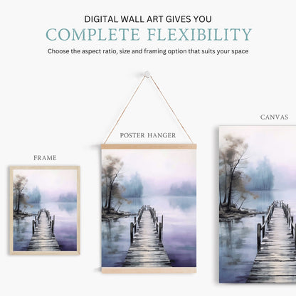 Tranquil Lake Watercolor Wall Art, Serene Home Decor - WildfieldPrints