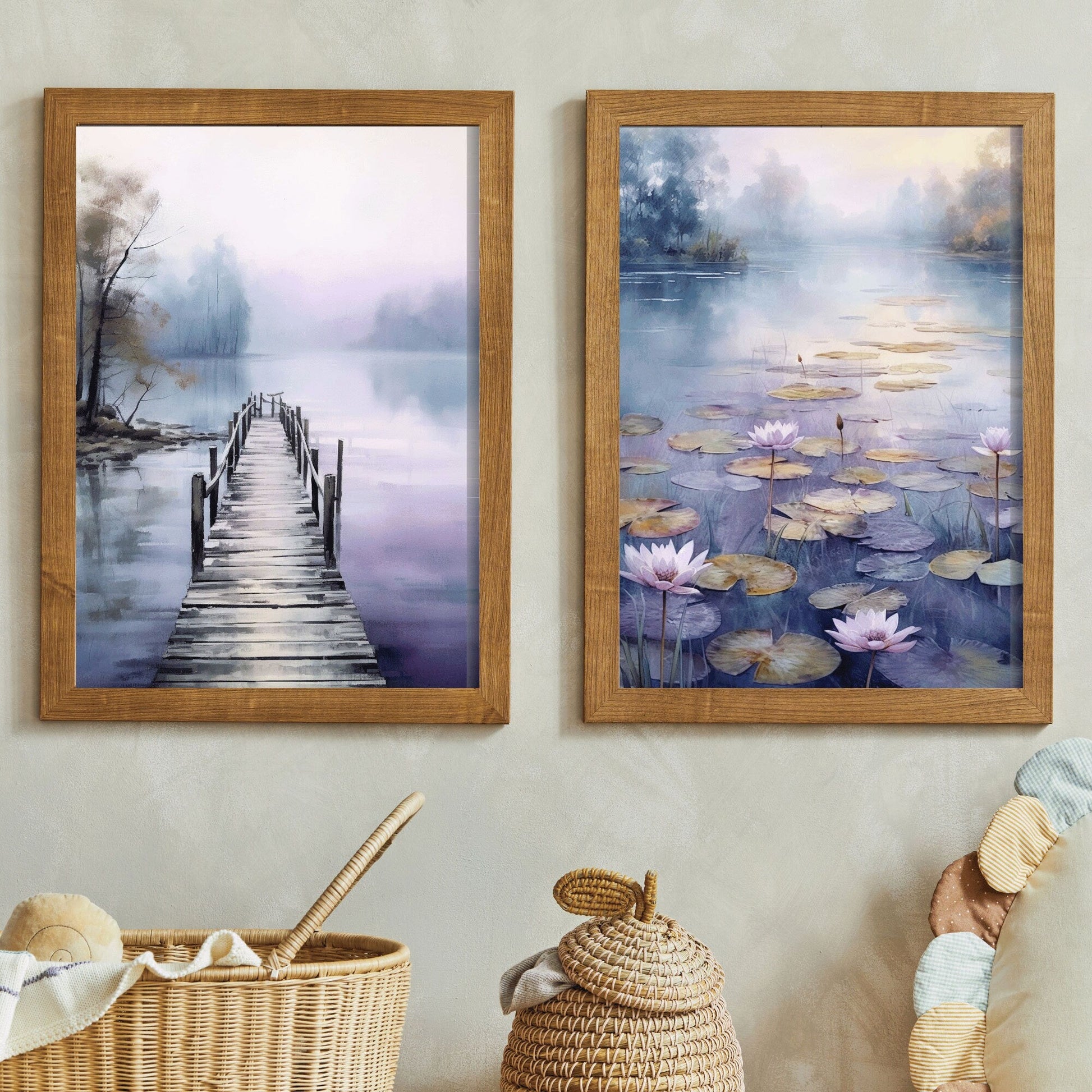 Tranquil Lake Watercolor Wall Art, Serene Home Decor - WildfieldPrints