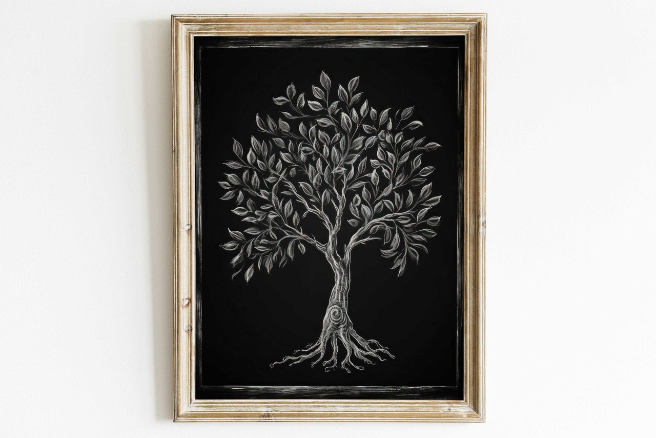 Monochrome Lemon Tree Wall Art – Nature Nursery Print